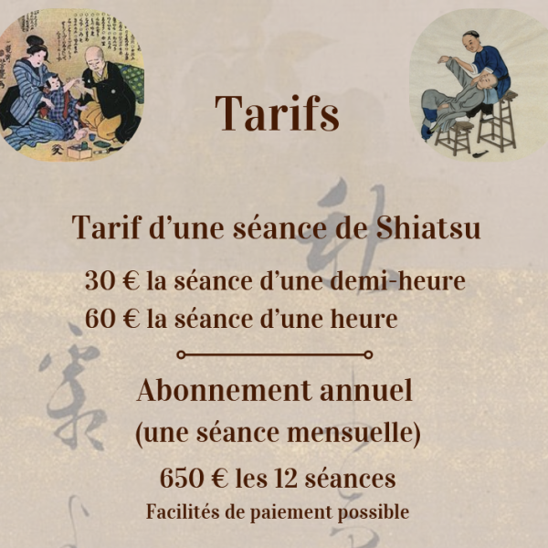 TARIFS SHIATSU